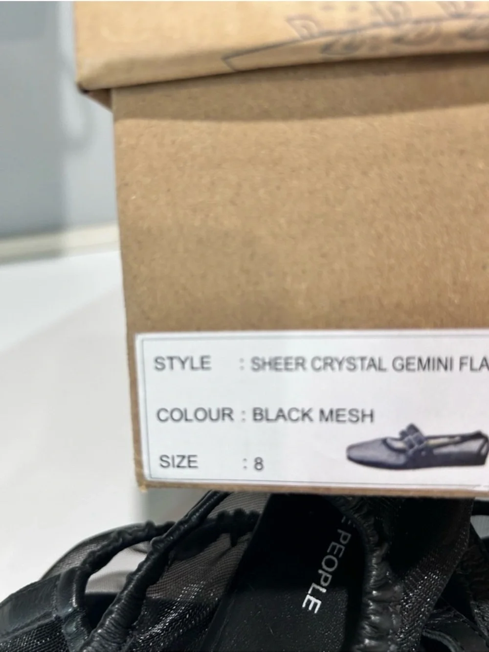 Free people Black Square-Toe Mary Jane Flats with Crystal Buckle Straps